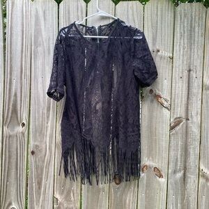 Black Lace Fringe Top